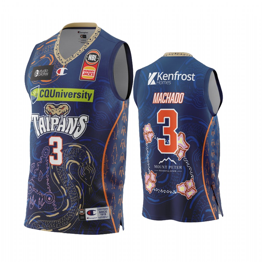 Scott Machado Cairns Taipans NBL Indigenous Round 2022 Jersey #3 Blue Special Edition Uniform