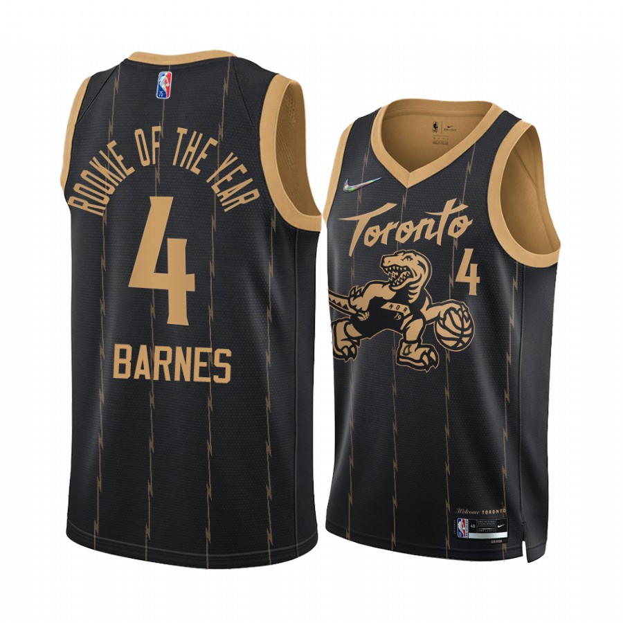 Scottie Barnes Rookie of the Year 2022 Toronto Raptors #4 Black Jersey Commemorative