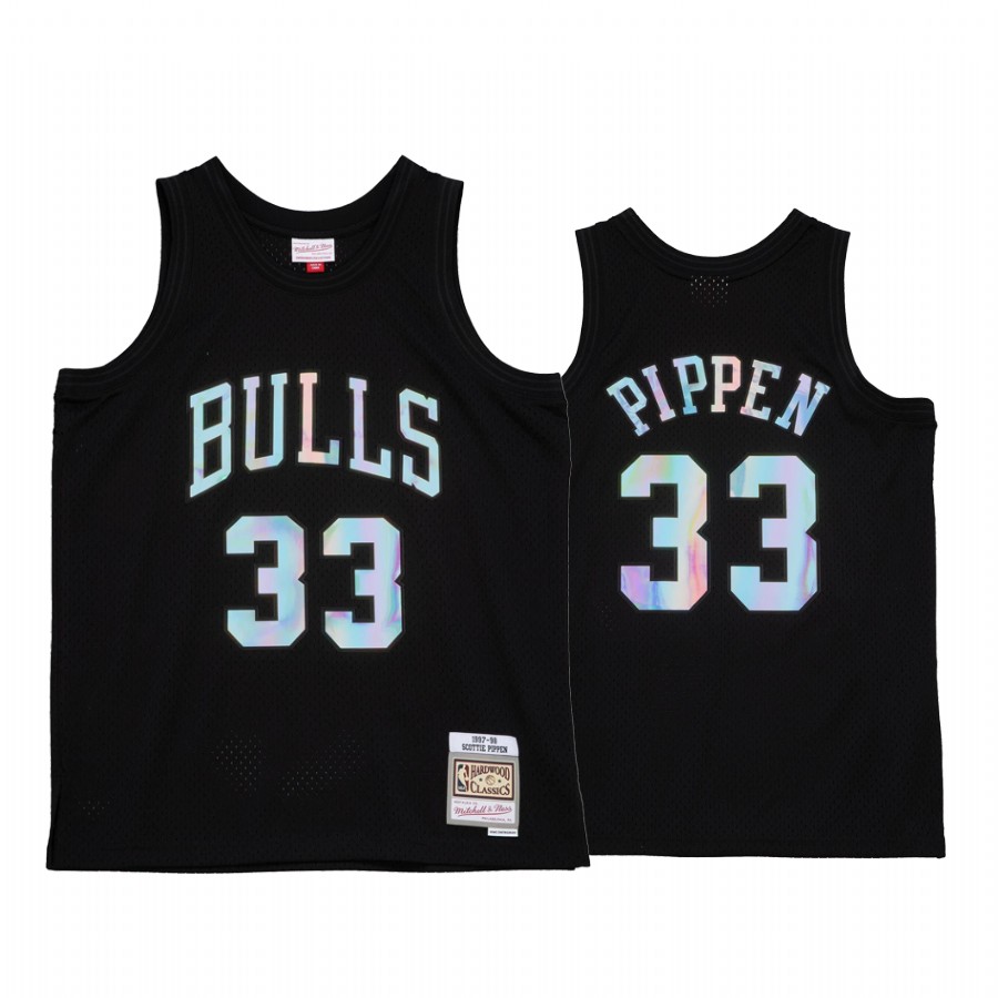 Scottie Pippen 33 Chicago Bulls Iridescent Black Jersey Hardwood Classics