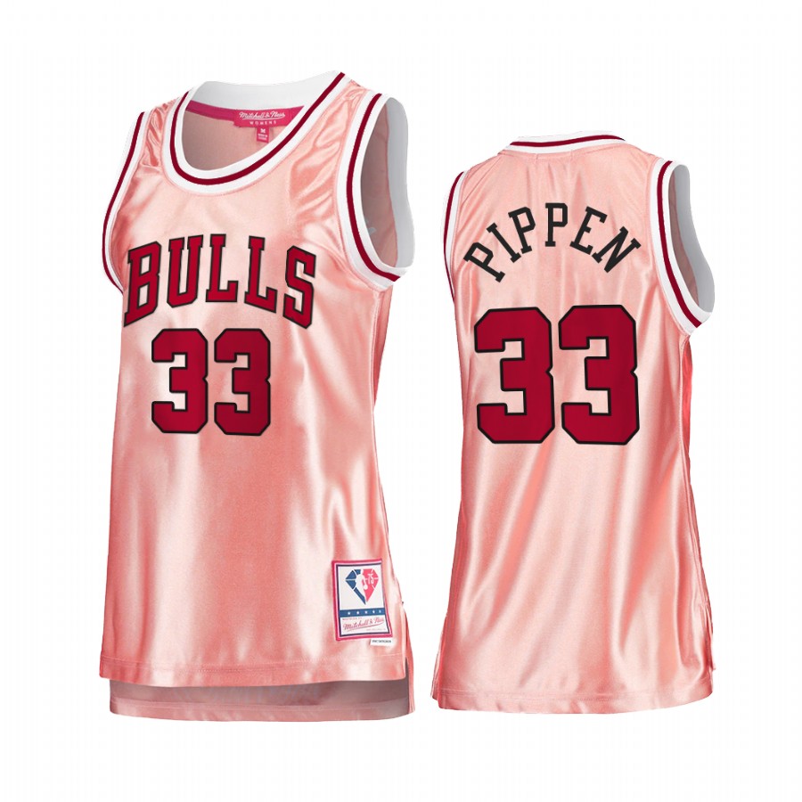 Scottie Pippen Chicago Bulls Rose Gold Jersey #33 Pink 75th Anniversary Women's Tank