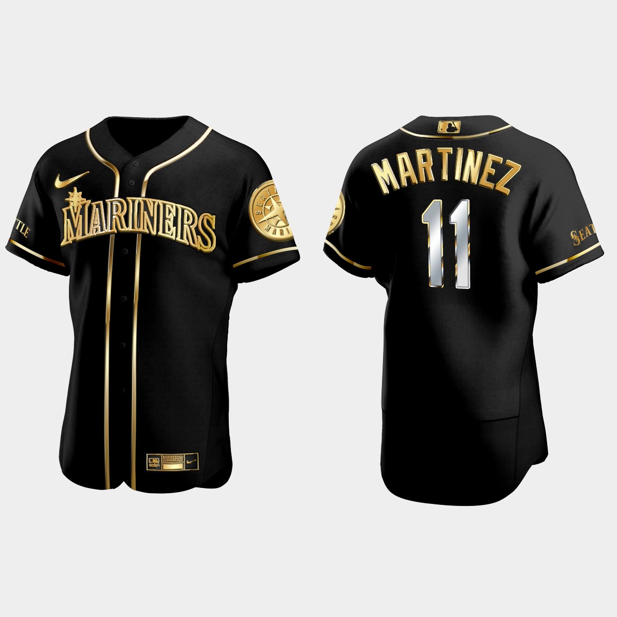 Seattle Mariners #11 Edgar Martinez Golden Edition Jersey - Black
