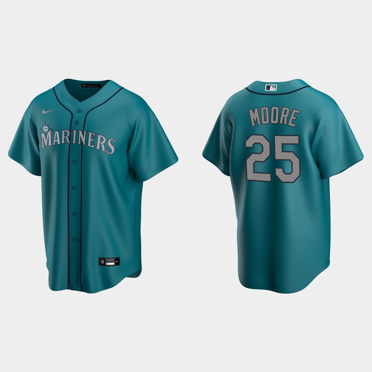 Seattle Mariners #25 Dylan Moore Alternate Jersey - Aqua