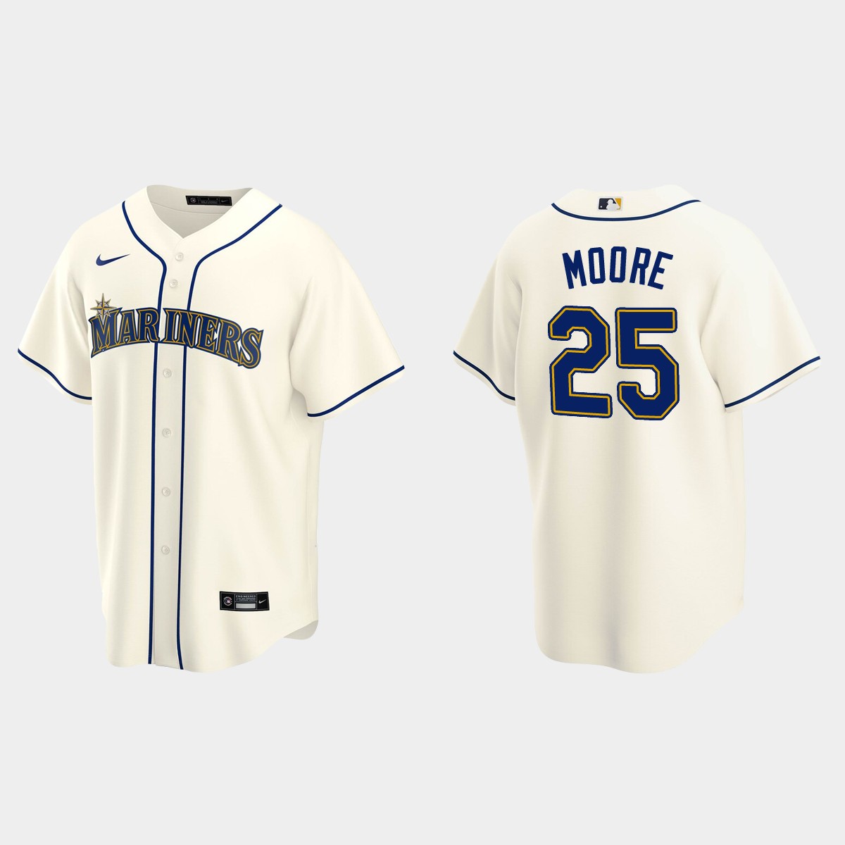 Seattle Mariners #25 Dylan Moore Alternate Jersey - Cream