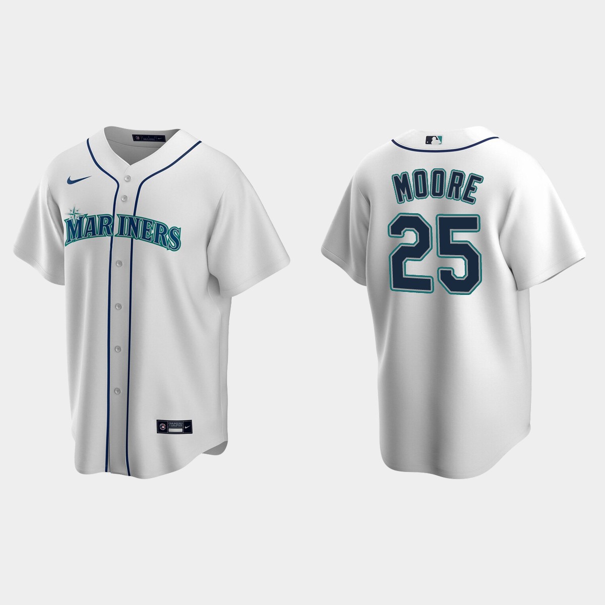 Seattle Mariners #25 Dylan Moore Home Jersey - White