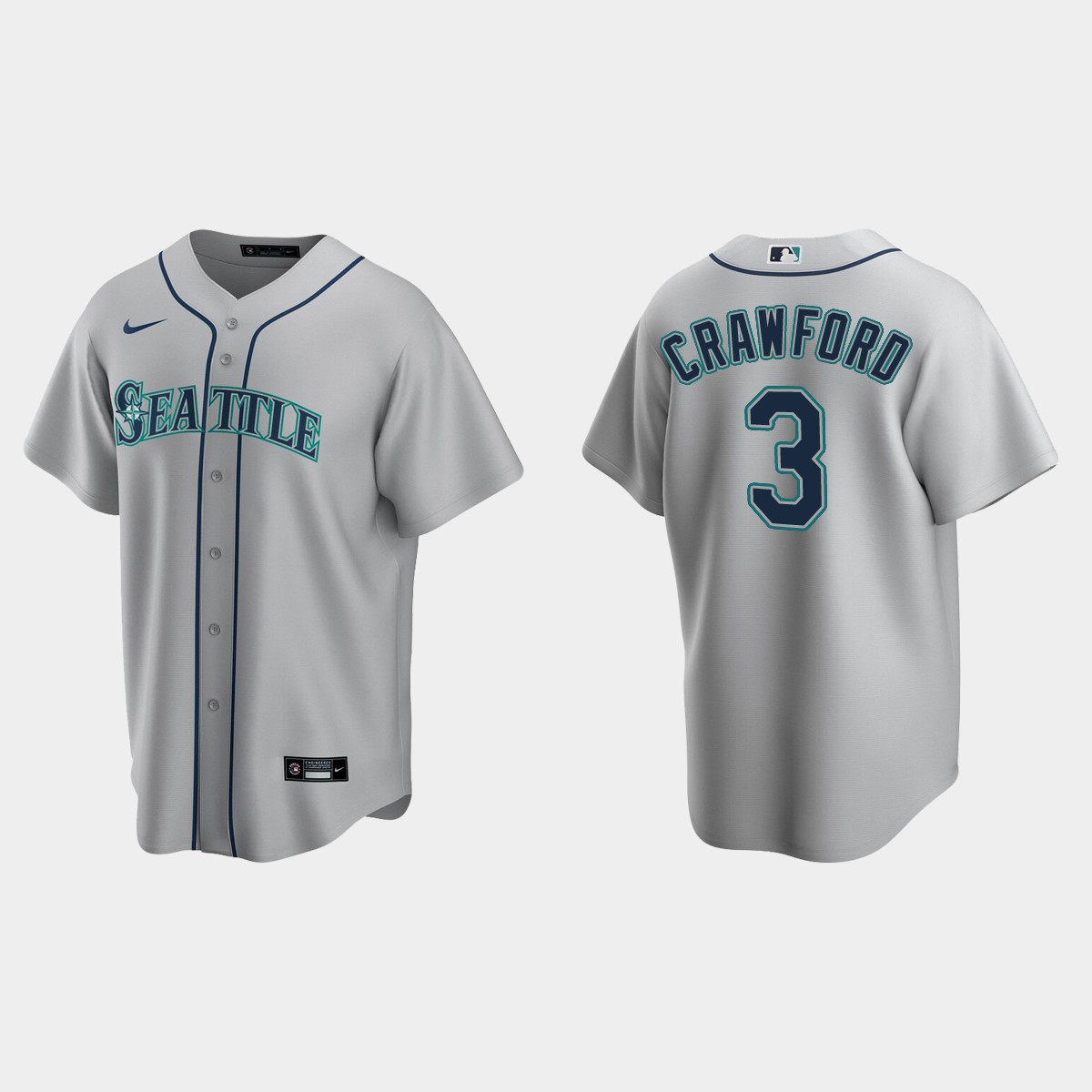 Seattle Mariners #3 J.P. Crawford Road Jersey - Gray