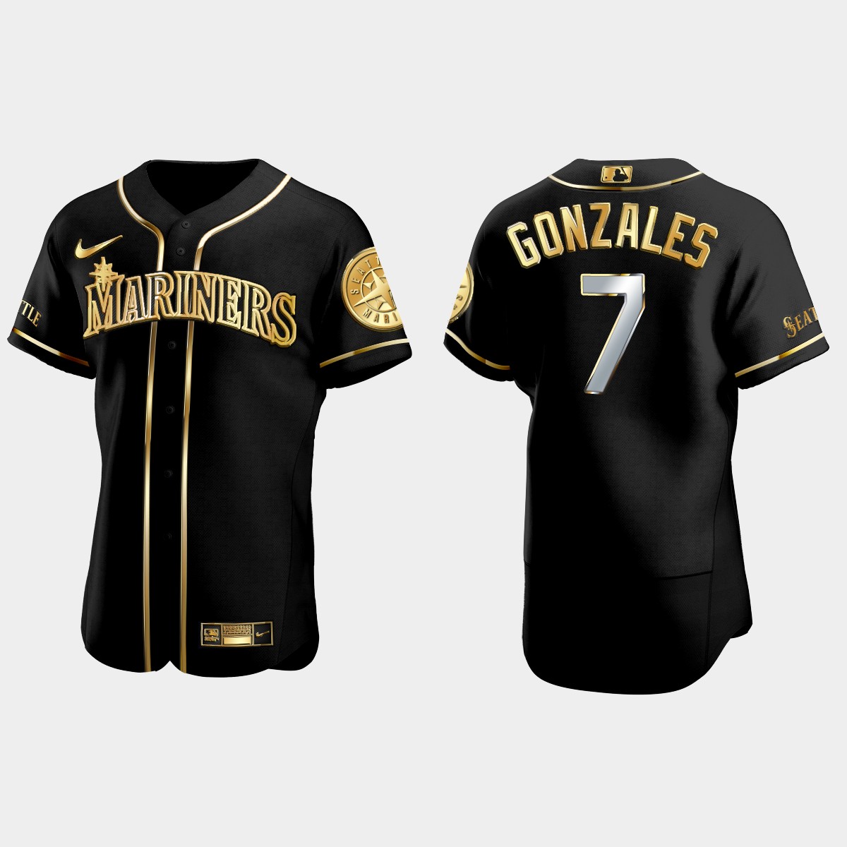 Seattle Mariners #7 Marco Gonzales Golden Edition Jersey - Black