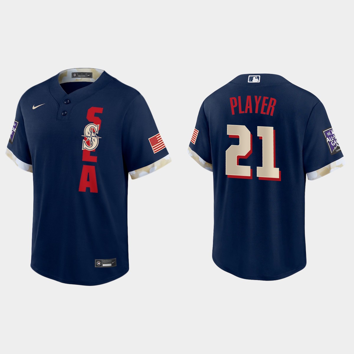 Seattle Mariners Custom 2021 MLB All-Star Game Jersey - Navy