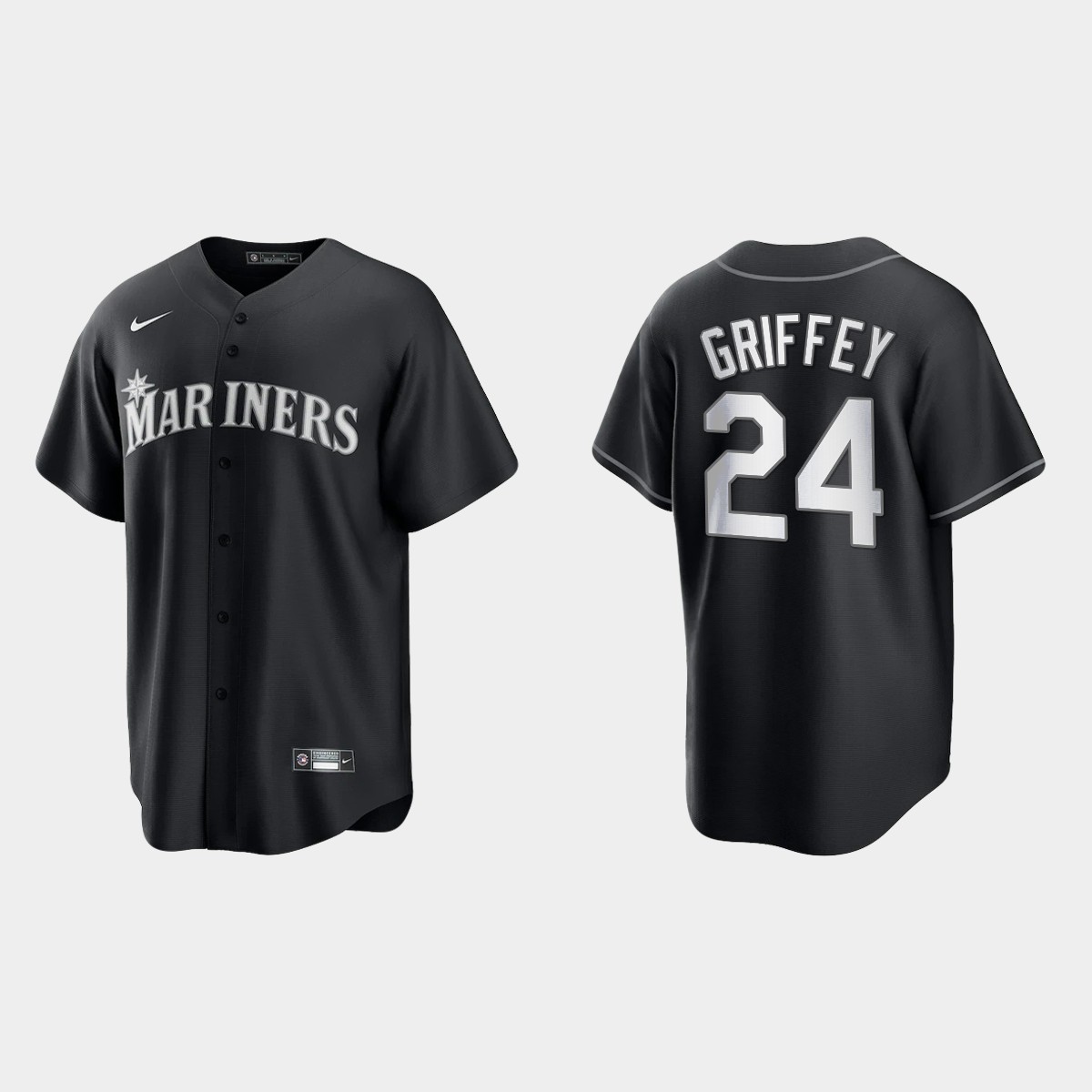 Seattle Mariners Ken Griffey Jr. 2021 All Black Fashion Jersey - Black White