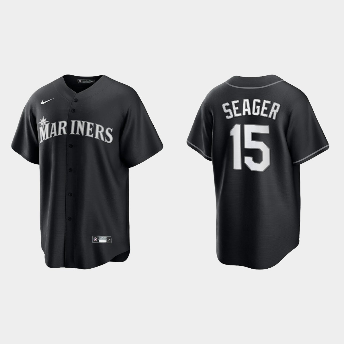 Seattle Mariners Kyle Seager 2021 All Black Fashion Jersey - Black White