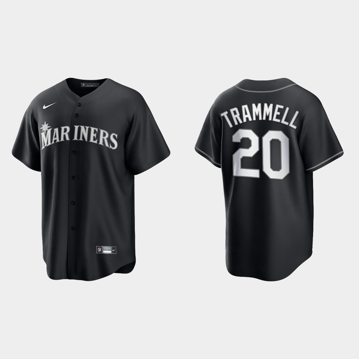 Seattle Mariners Taylor Trammell 2021 All Black Fashion Jersey - Black White