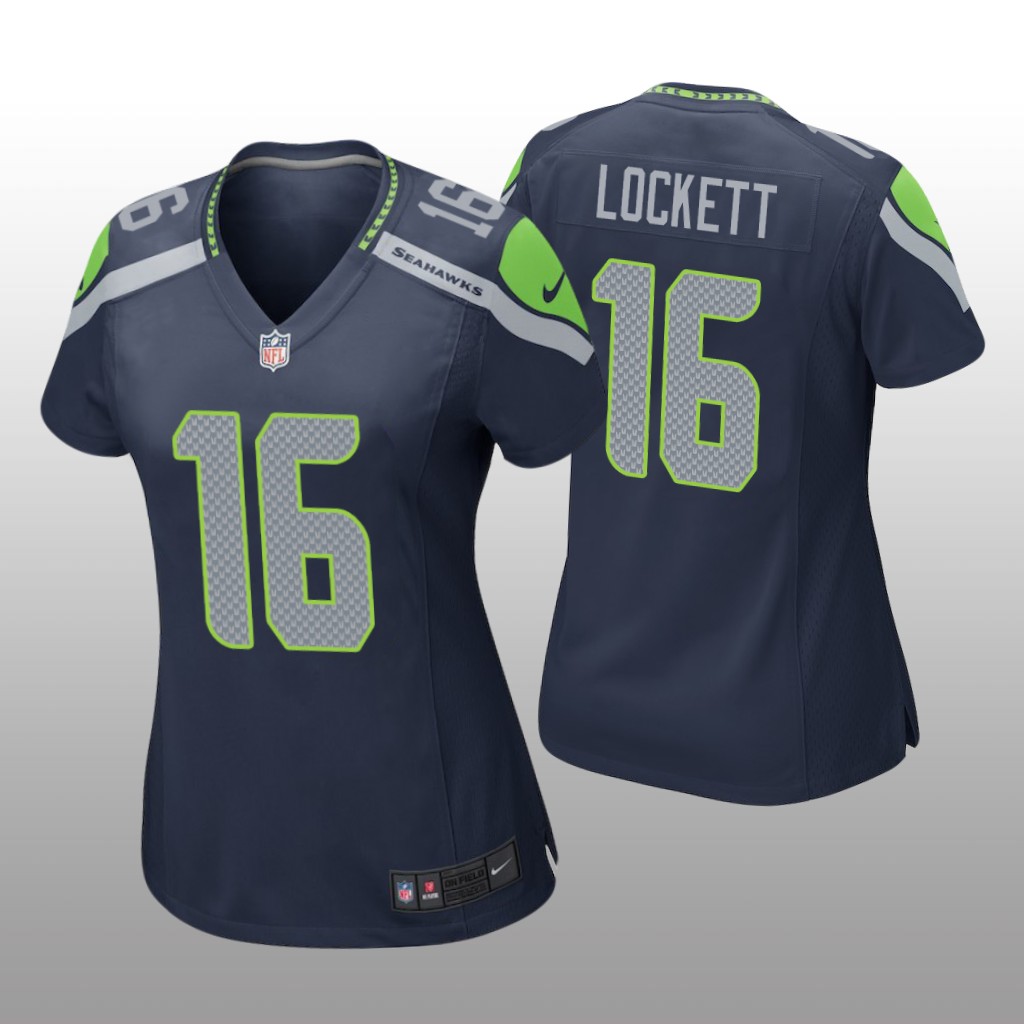 Seattle Seahawks #16 Navy Tyler Lockett Game Jersey - Women