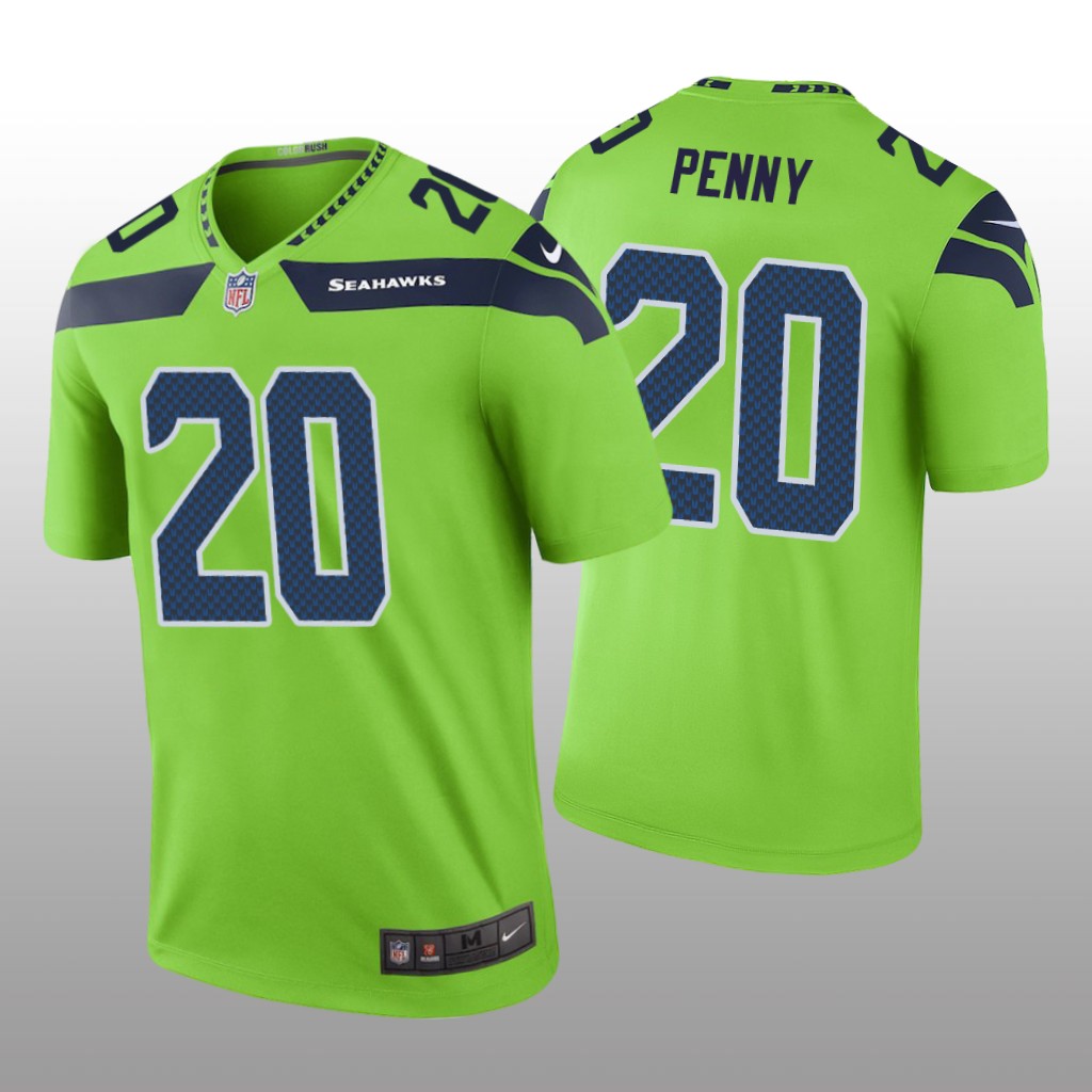 Seattle Seahawks #20 Rashaad Penny Green legend color rush Jersey - Men's