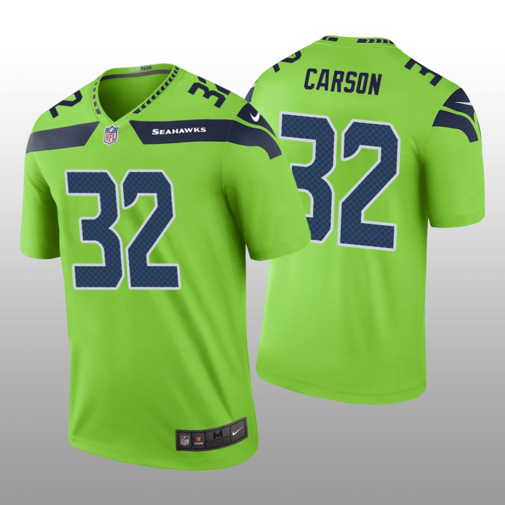 Seattle Seahawks #32 Chris Carson Green legend color rush Jersey - Men's