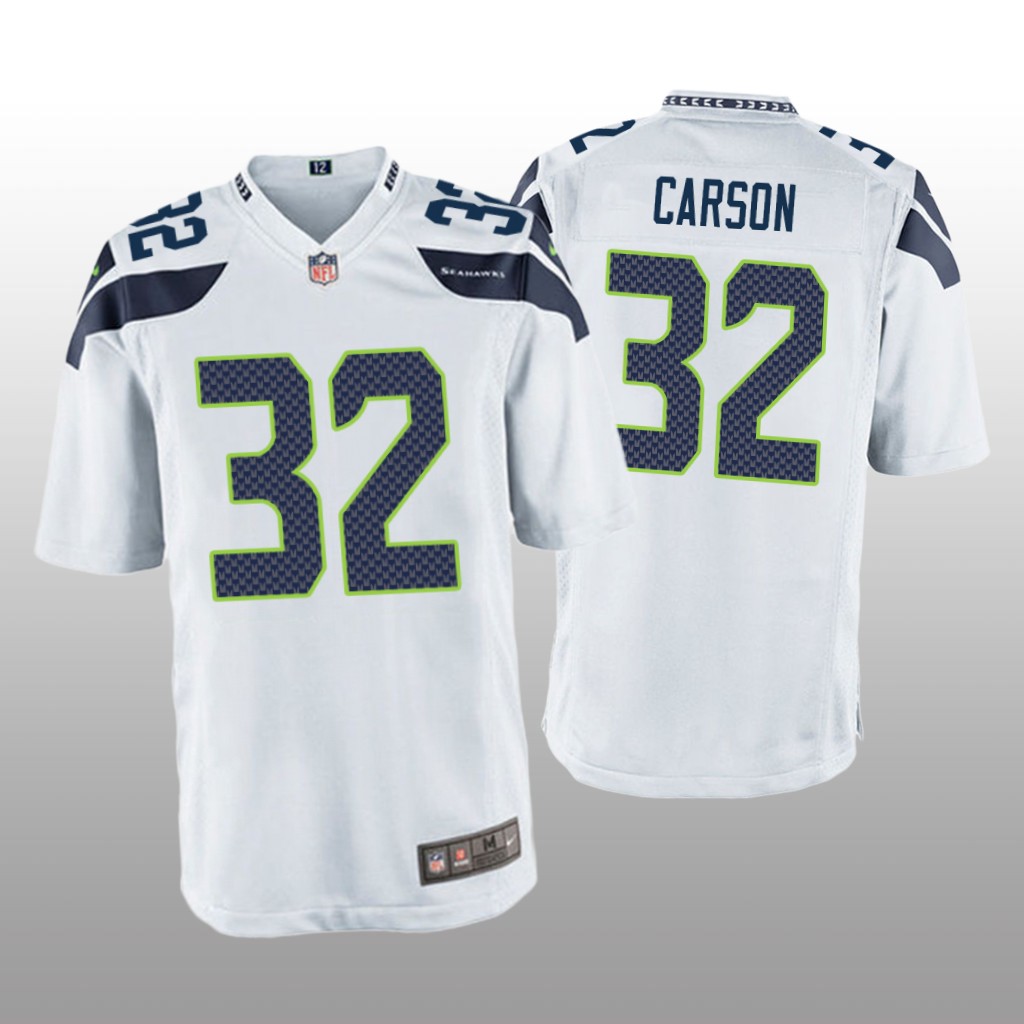 Seattle Seahawks #32 White Men's Chris Carson Game Jersey