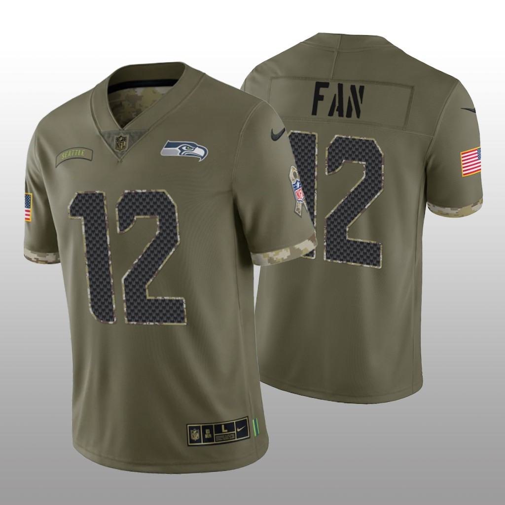 Seattle Seahawks 12th Fan Olive Limited Jersey 2022 Salute To Service - Men's