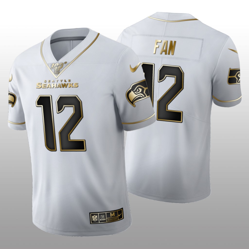 Seattle Seahawks 12th Fan White Golden Edition Jersey 100th Season Men's