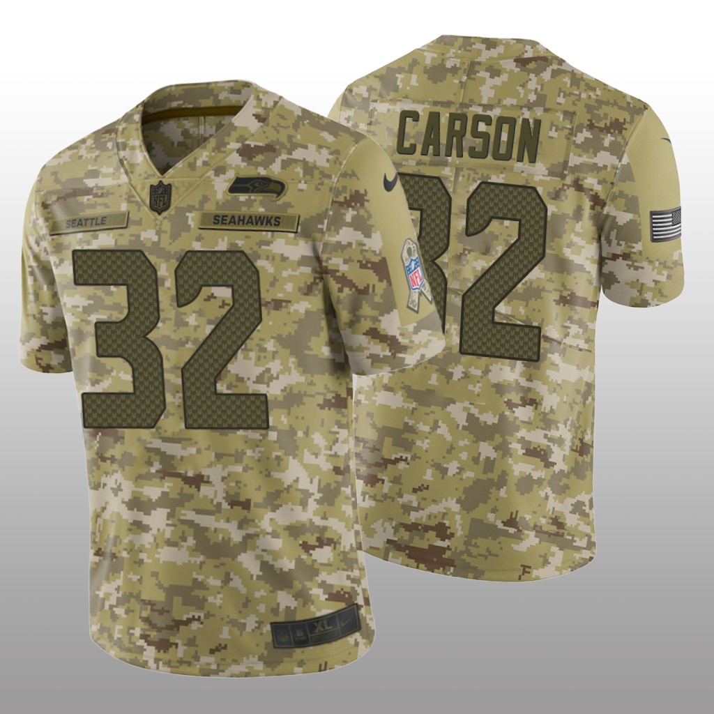 Seattle Seahawks Chris Carson #32 Salute to Service Limited Jersey - Camo