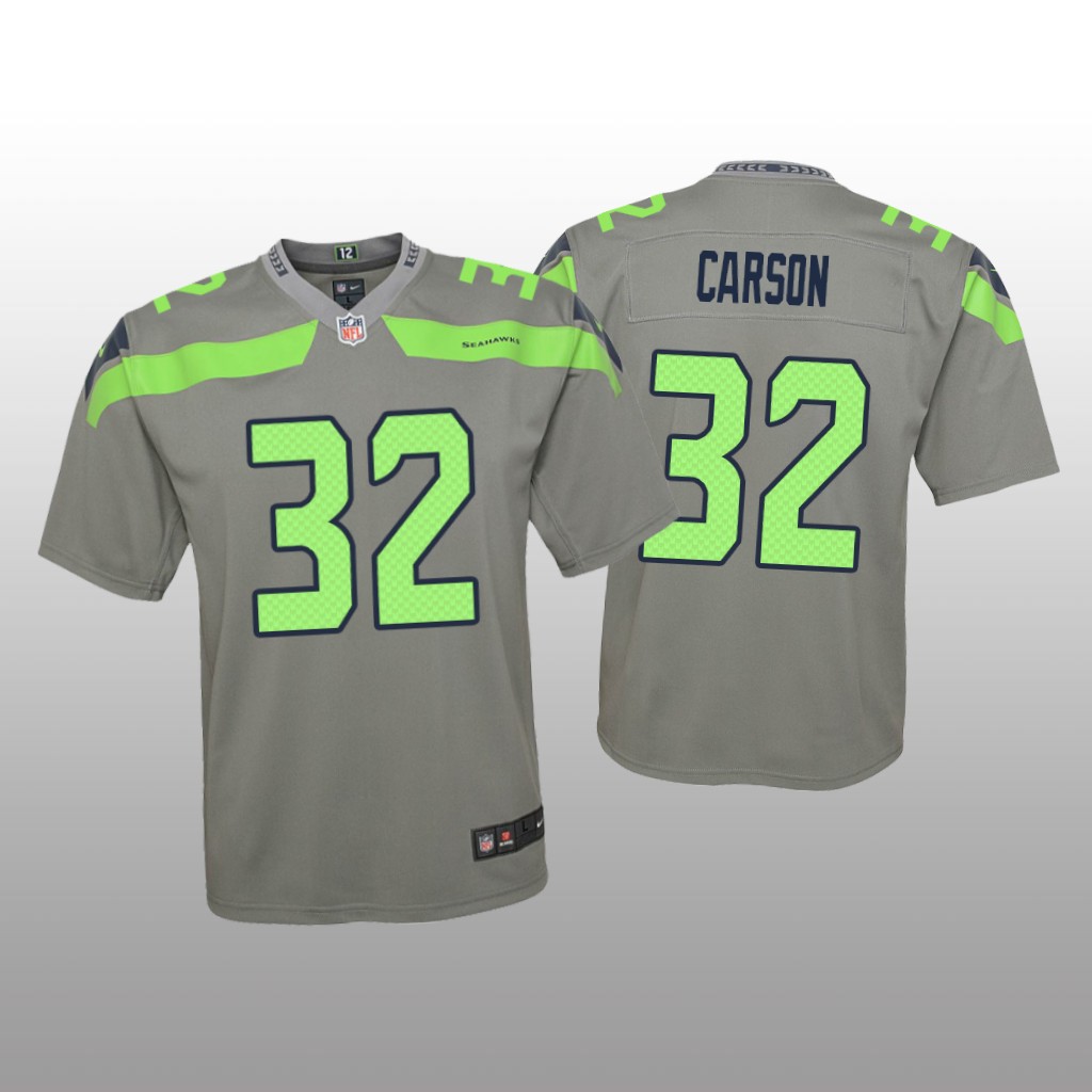 Seattle Seahawks Chris Carson Gray Jersey Inverted Game - Youth