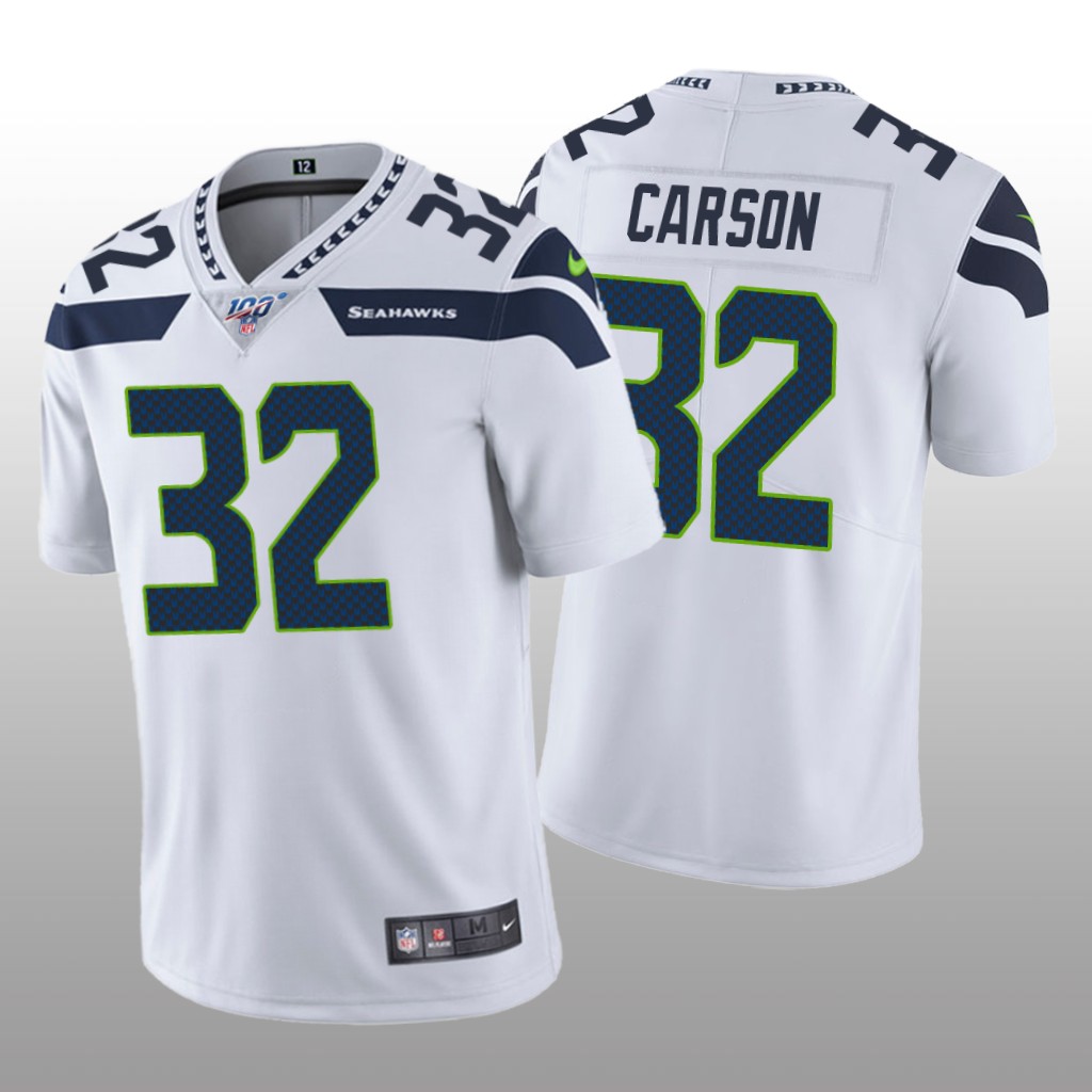 Seattle Seahawks Chris Carson White Vapor Limited Jersey 100th Season - Men's