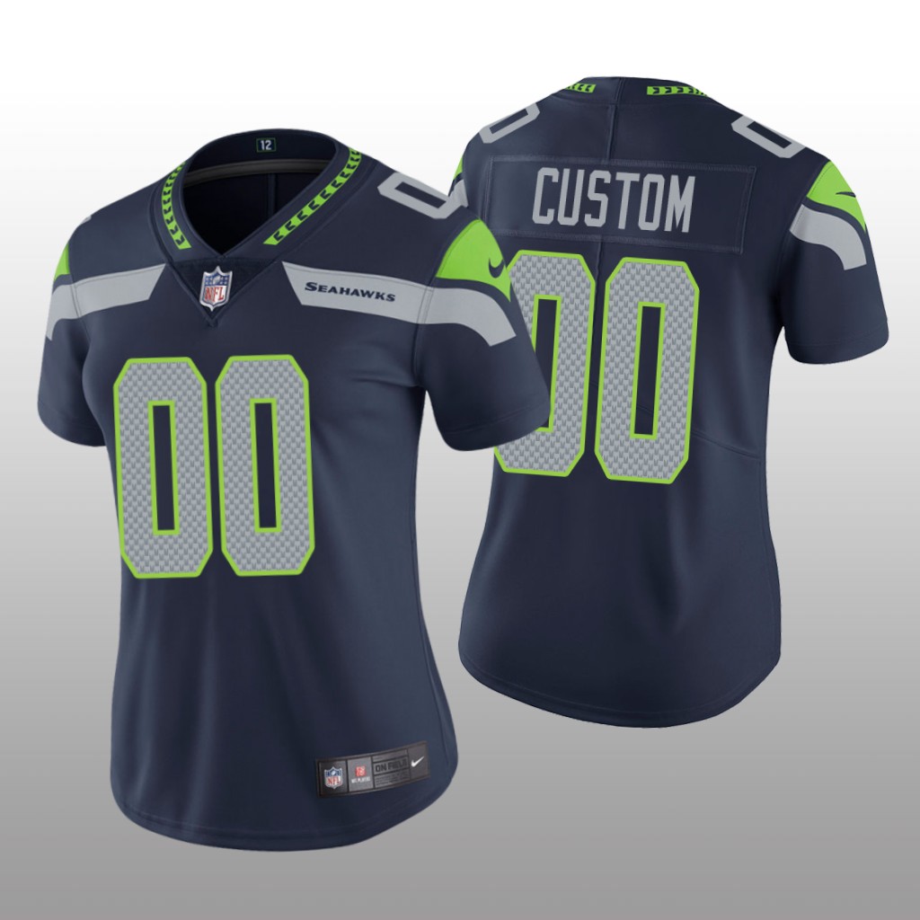 Seattle Seahawks Custom Navy Jersey Vapor Limited - Women's