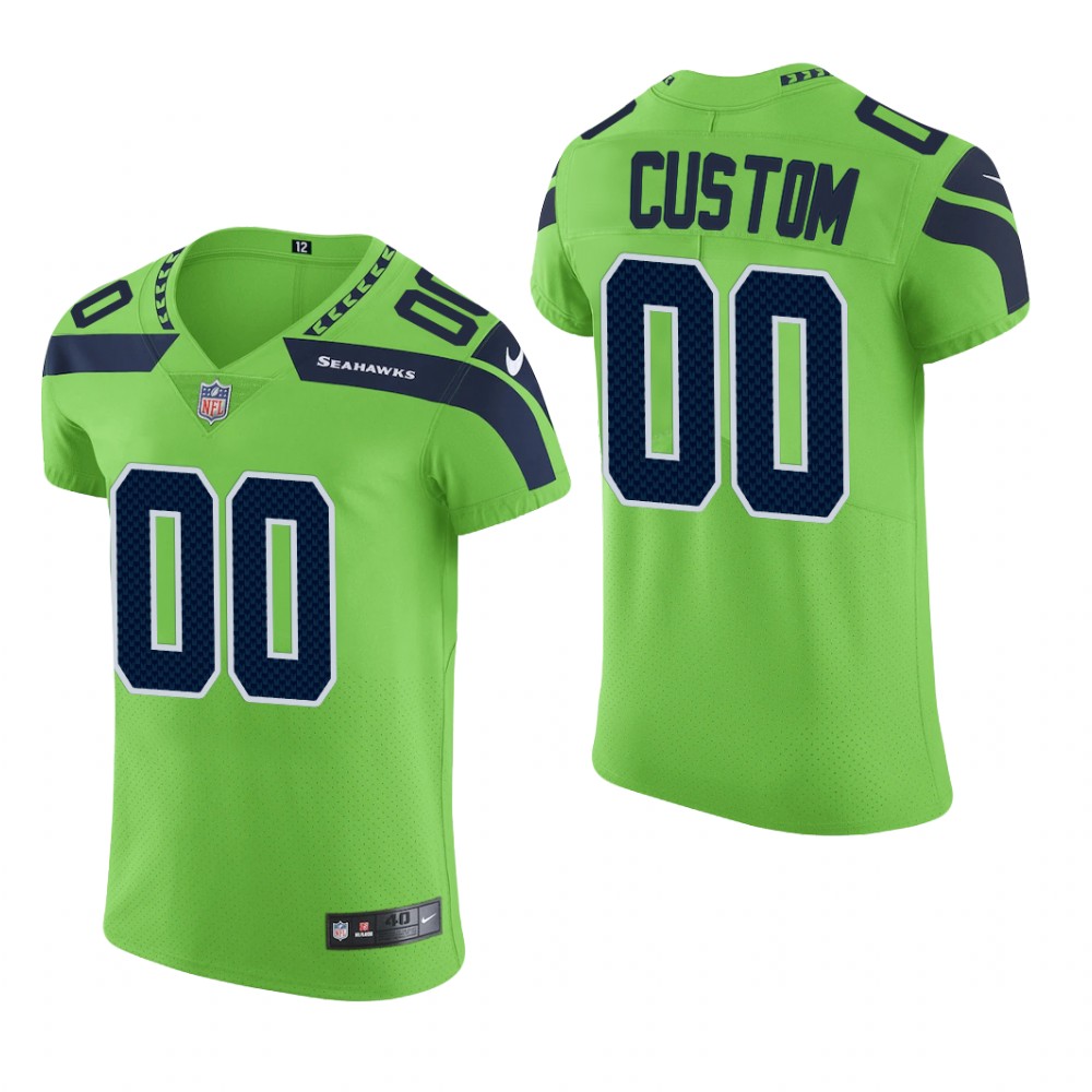 Seattle Seahawks Custom Neon Green Jersey Vapor Elite Men's