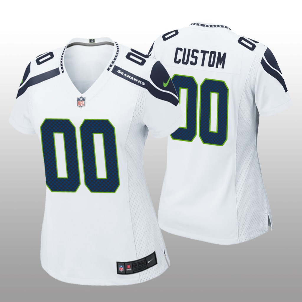 Seattle Seahawks Custom White Jersey Game - Women's