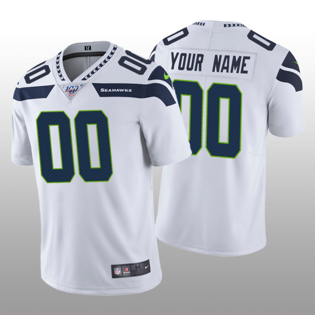 Seattle Seahawks Custom White Vapor Limited Jersey 100th Season - Men's