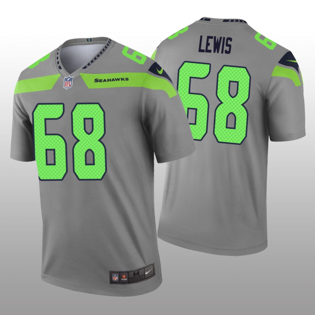 Seattle Seahawks Damien Lewis Gray Jersey Inverted Legend - Men's