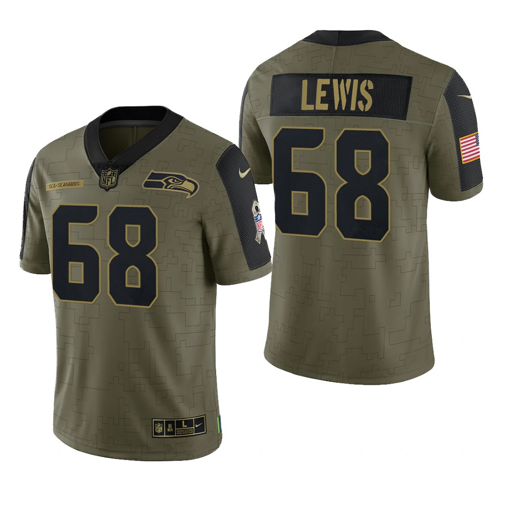 Seattle Seahawks Damien Lewis Olive Limited Jersey 2021 Salute To Service - Men's