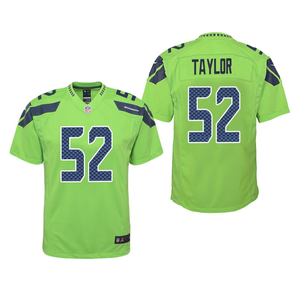 Seattle Seahawks Darrell Taylor Green Jersey Color Rush Game - Youth