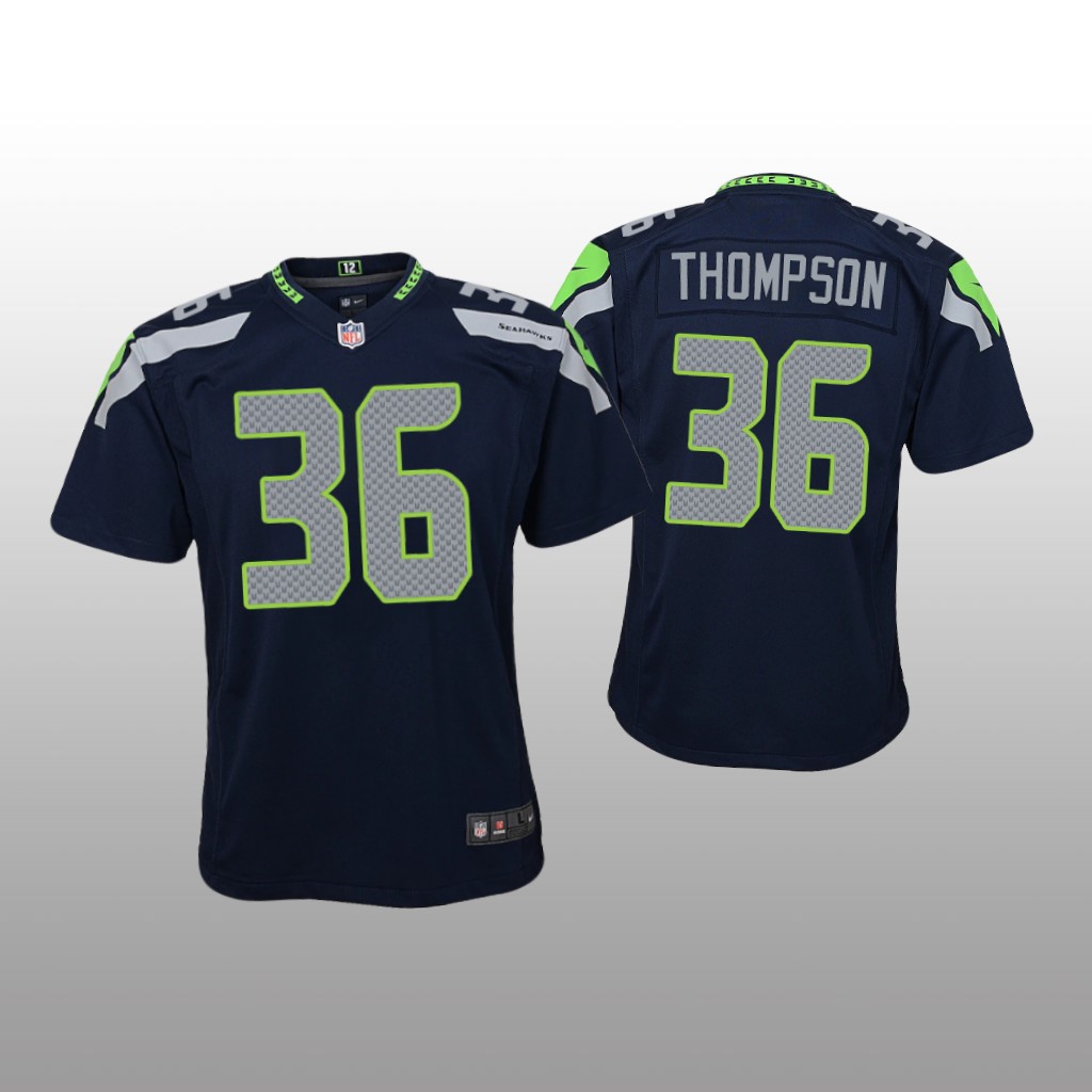 Seattle Seahawks Darwin Thompson College Navy Jersey Game - Youth
