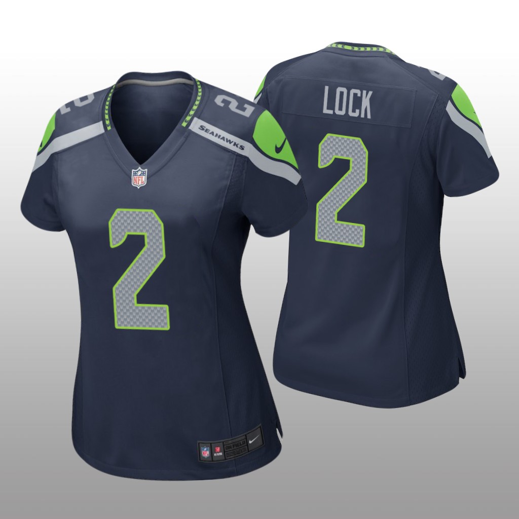 Seattle Seahawks Drew Lock Navy Jersey Game - Women's