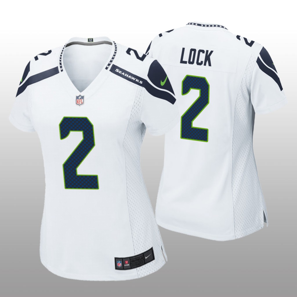 Seattle Seahawks Drew Lock White Jersey Game - Women's