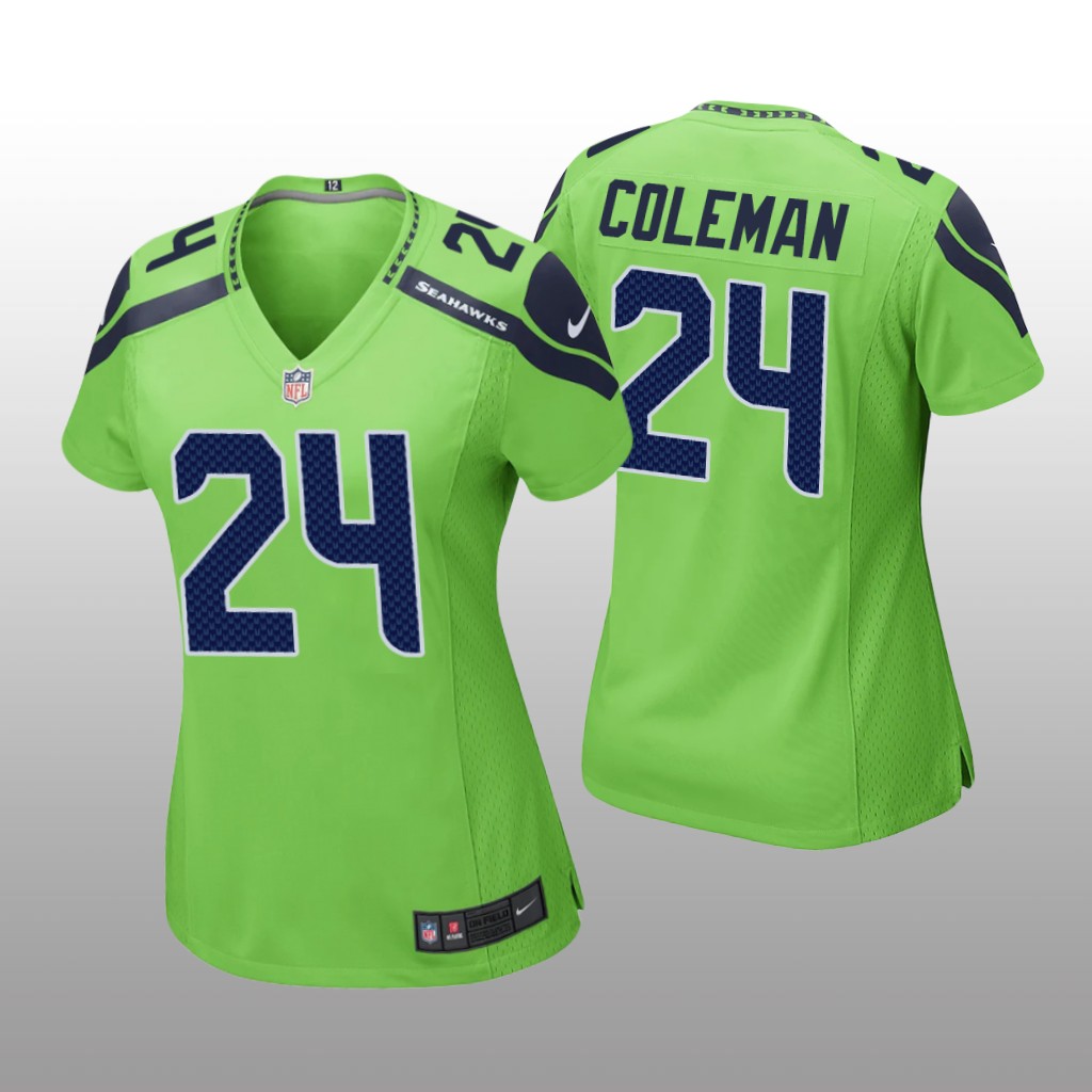 Seattle Seahawks Justin Coleman Neon Green Jersey Game - Women's