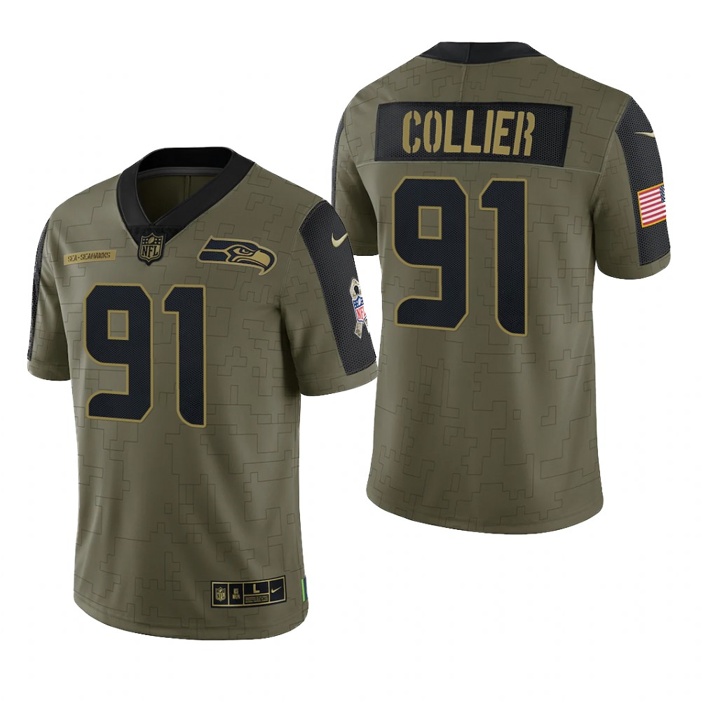 Seattle Seahawks L.J. Collier Olive Limited Jersey 2021 Salute To Service - Men's