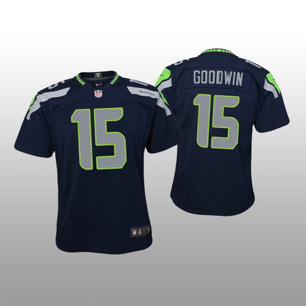 Seattle Seahawks Marquise Goodwin College Navy Jersey Game - Youth