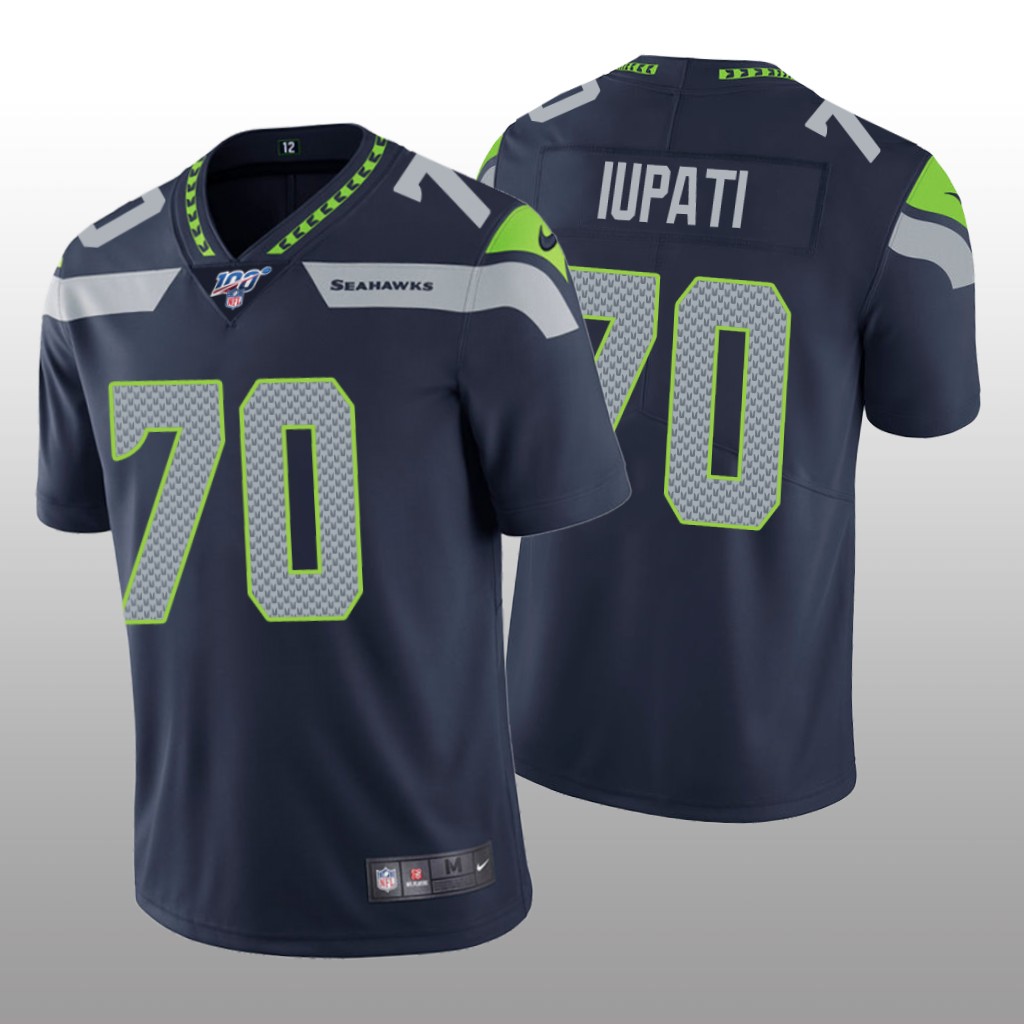 Seattle Seahawks Mike Iupati Navy Vapor Limited Jersey 100th Season - Men's