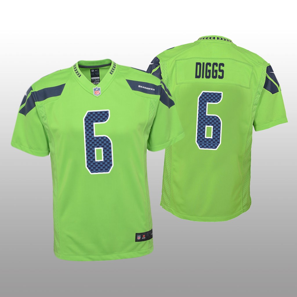 Seattle Seahawks Quandre Diggs Green Jersey Color Rush Game - Youth