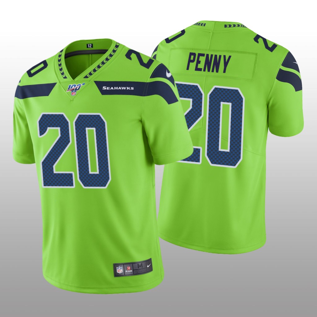 Seattle Seahawks Rashaad Penny Green Color Rush Jersey 100th Season - Men's