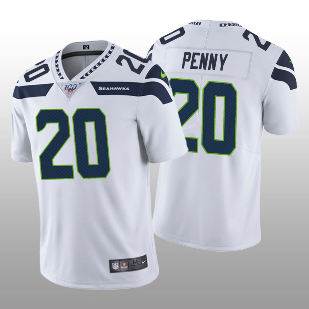 Seattle Seahawks Rashaad Penny White Vapor Limited Jersey 100th Season - Men's