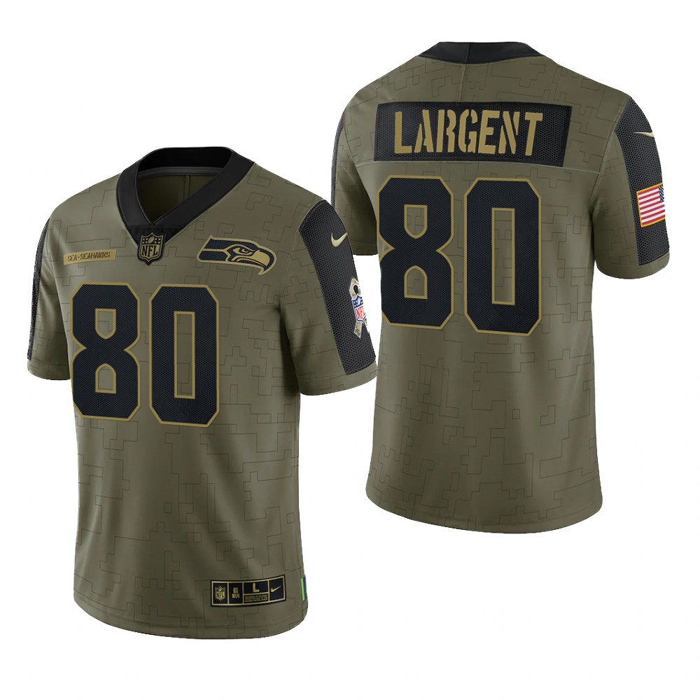 Seattle Seahawks Steve Largent Olive Limited Jersey 2021 Salute To Service - Men's