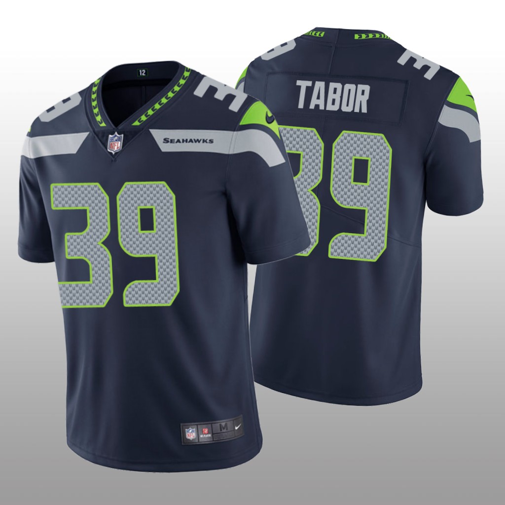 Seattle Seahawks Teez Tabor Navy Jersey Vapor Limited - Men's