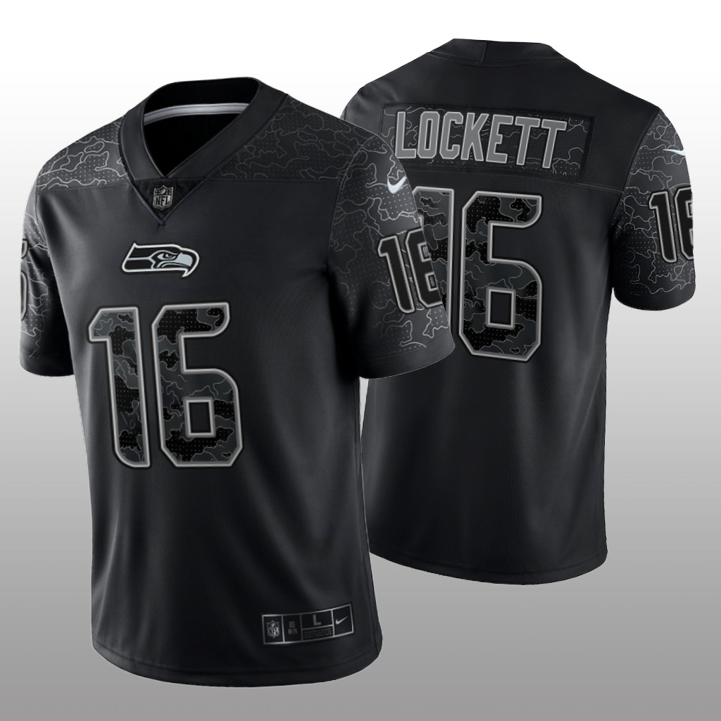 Seattle Seahawks Tyler Lockett Black Jersey Reflective Limited - Men's