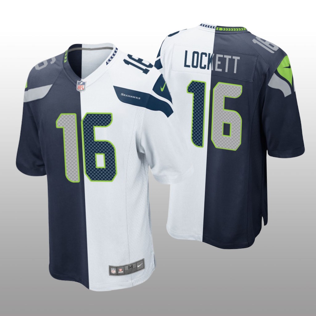 Seattle Seahawks Tyler Lockett Navy White Two Tone Jersey Split - Men's