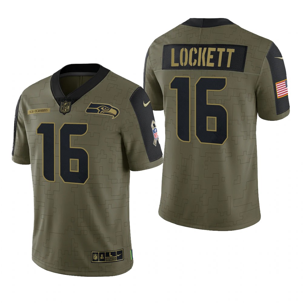 Seattle Seahawks Tyler Lockett Olive Limited Jersey 2021 Salute To Service - Men's