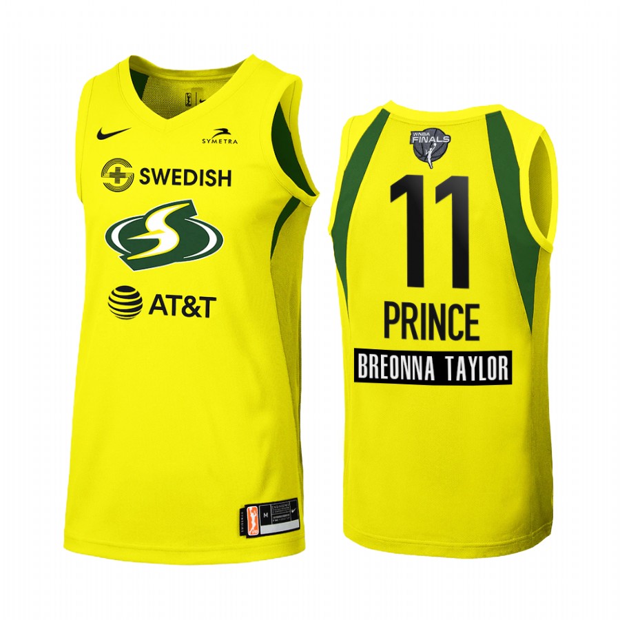 Seattle Storm Epiphanny Prince 2020 WNBA Finals Bound Breonna Taylor Patch Women Yellow #11 Jersey