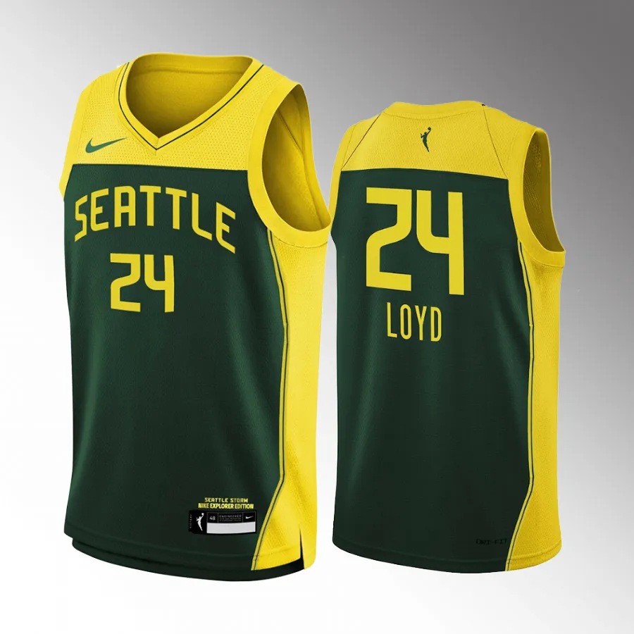 Seattle Storm Jewell Loyd 2021 Explorer Edition #24 Jersey WNBA Victory Player Youth Green