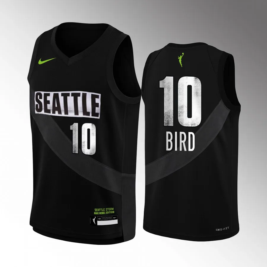 Seattle Storm Sue Bird 2022 Rebel Edition #10 Jersey WNBA Victory Player Youth Black