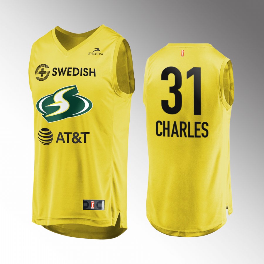 Seattle Storm Tina Charles Yellow #31 Former MVP Men Jersey