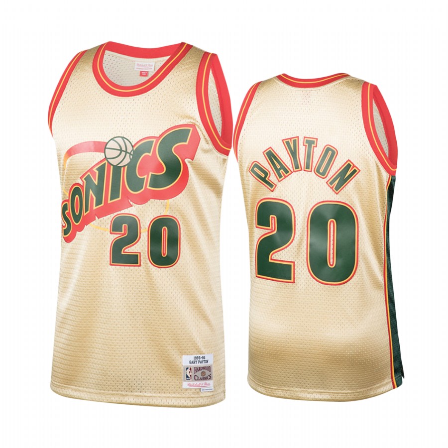 Seattle SuperSonics #20 Gary Payton Gold 1995-96 Hardwood Classics Men's Jersey